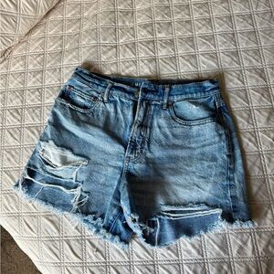 American Eagle Blue Jean Shorts Distressed High-Waisted 90s Boyfriend Short
